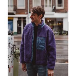 Patagonia Classic Retro-X Deep Pile Fleece Zip Up Jacket Purple Men Fall 2020